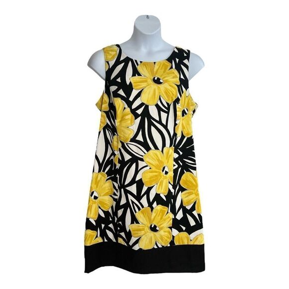 Alyx Black Yellow Sleeveless Shift Dress Plus Size 18W Sleeveless Midi Zip-Up - Picture 1 of 10